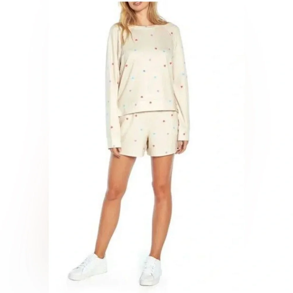 WILDFOX SWEATSHIRT & SHORTS SET PICK 1 Purple Star/ heart Print Lounge SET SMALL - Picture 6 of 14